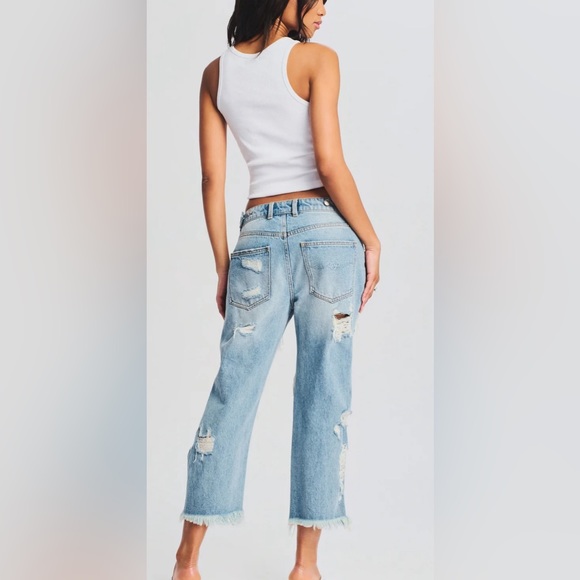 NWT SER.O.YA Omar Drop Crotch Boyfriend jeans size 26/24 coastline - Picture 4 of 16